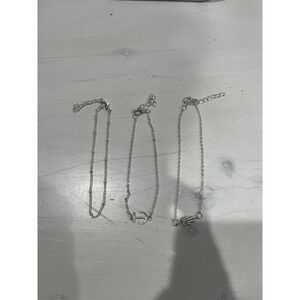Silver Charm anklet lot Anchor‎ Hamsa Hand Chain Link Women's Jewelry